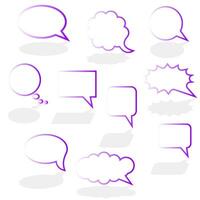Different speech bubbles in gradient. Comic book bubbles. Set of speech bubbles with shadow. vector