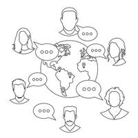 Planet in network chat. Chat with friends from all over the world. World Wide Web. vector