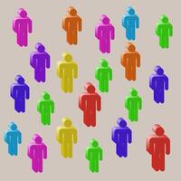 Abstract colored male figures. Geometric illustration of a crowd of male 3D figures. vector
