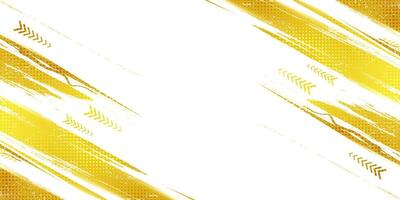 Abstract Background with Gold Brush Strokes and Halftone Style. Gold and White Grunge Background vector
