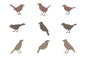 Myna Bird Silhouette Icon Set vector