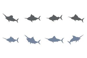 Marlin Silhouette Icon Set Design vector