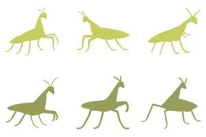 Mantis Silhouette Icon Set Design vector