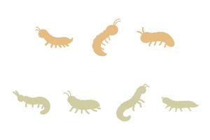 Maggot Silhouette Icon Set Design vector