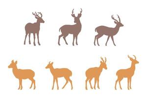 Muntjac Silhouette Icon Set Design vector