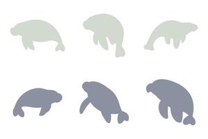 Manatee Silhouette Icon Set Design vector