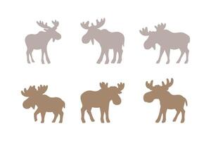Moose Silhouette Icon Set Design vector
