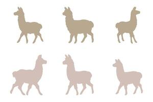 Llama Silhouette Icon Set Design vector