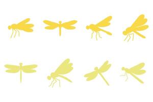 Mayfly Silhouette Icon Set Design vector