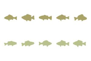 Perch Fish Silhouette Icon Set. Animal Illustration Design vector