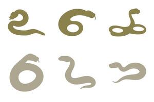 Python Snake Silhouette Icon Set. Animal Illustration Design vector
