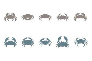 Mud Crab Silhouette Icon Set vector