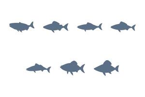 Mackerel Fish Silhouette Icon Set vector