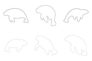 Manatee Outline Icon Set Design vector