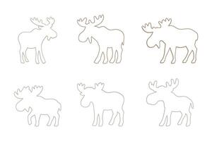 Moose Outline Icon Set Design vector