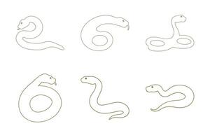 Python Snake Outline Icon Set. Animal Illustration Design vector
