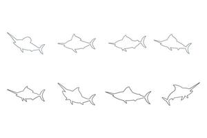 Marlin Outline Icon Set Design vector