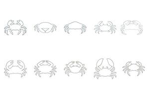 Mud Crab Outline Icon Set vector