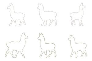 Llama Outline Icon Set Design vector