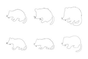Opossum Outline Icon Set. Animal Illustration Design vector