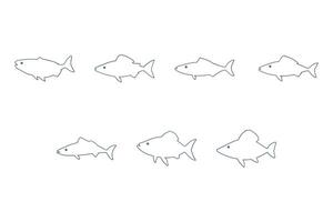 Mackerel Fish Outline Icon Set vector