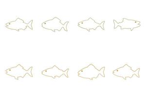 Piranha Fish Outline Icon Set. Animal Illustration Design vector
