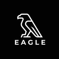 Stylish and minimalist eagle logo created in clean white line art on a black background. Ideal for branding, business identity, wildlife conservation, and symbolic logos. vector