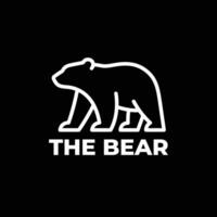 A sleek and modern design of a bear silhouette in white on a black background, perfect for branding, logo creation, and animal related projects. vector