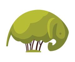 Topiary Bush in the Shape of Elephant, Urban Infrastructure Design Element, Flat Style Illustration on White Background vector