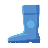 Blue Rubber Boot, Side View Flat Style Illustration on White Background vector