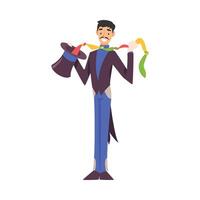Magician Doing Tricks with Handkerchief, Illusionist Character in Tailcoat and Top Hat Performing at Magic Show Cartoon Style Illustration vector