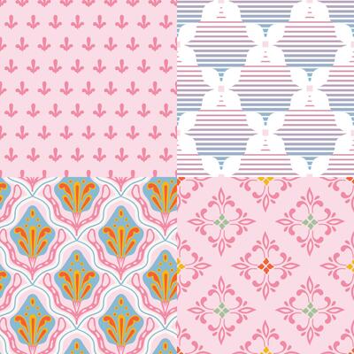 Art Deco seamless pattern set. abstract shape azulejo Majolica motif texture collection