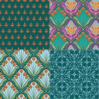 Art Deco seamless pattern set. shape geometric azulejo Majolica motif texture collection vector