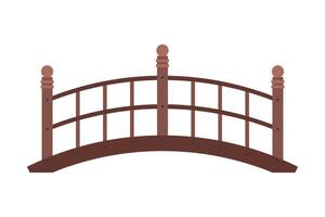 Arched Wooden Bridge, Urban Infrastructure Design Element, Flat Style Illustration on White Background vector