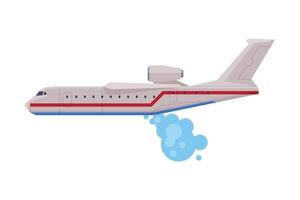 Firefighting Airplane Dropping Water, Emergency Service Rescue Vehicle Flat Style Illustration on White Background vector