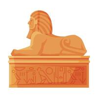 Egyptian Sphinx Statue, Side View, Symbol of Egypt Flat Style Illustration on White Background vector