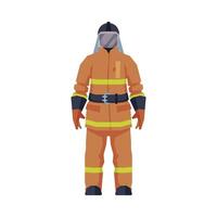 Rescue Firefighter, Fireman in Oxygen Mask and Uniform Flat Style Illustration on White Background vector