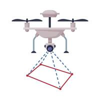 Drone Guadrocopter Geodetic Survey Engineering Device Flat Style Illustration on White Background vector