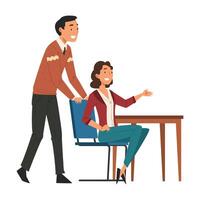 Office Workers, Business Colleagues Exchanging Information, Solving Problems Cartoon Illustration vector