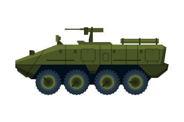 Armored Infantry Fighting Vehicle, Heavy Special Transport, Flat Illustration