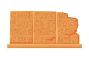 Stone Board with Egyptian Hieroglyphics, Clay Tablet Flat Style Illustration on White Background vector