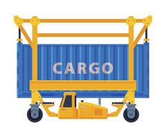 Loading of Cargo Container, Freight Transport Flat Style Illustration on White Background vector
