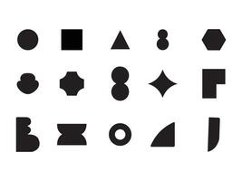 Collection of Simple Black Geometric Shapes on White Background vector