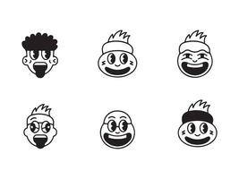 Four Retro Cartoon Character Faces with Diverse Expressions vector
