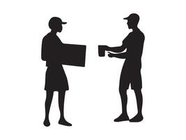 Delivery Person Exchanging Package for a Small Item vector
