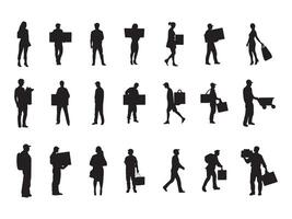 Diverse People Working in Logistics and Delivery - Silhouette Collection vector