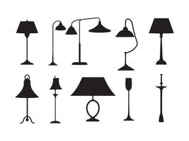 Collection of Stylish Lamp and Tableware Silhouettes vector