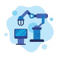 Robotic Arm, Modern Healthcare Technology Flat Style Illustration on White Background vector