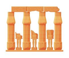 Ancient Egypt Temple Stone Columns or Pillars, Symbol of Egypt Flat Style Illustration on White Background vector