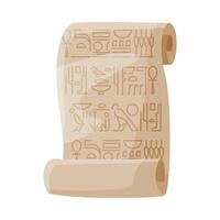 Ancient Egyptian Papyrus Scroll with with Hieroglyphics, Old Manuscript, Symbol of Egypt Flat Style Illustration on White Background vector